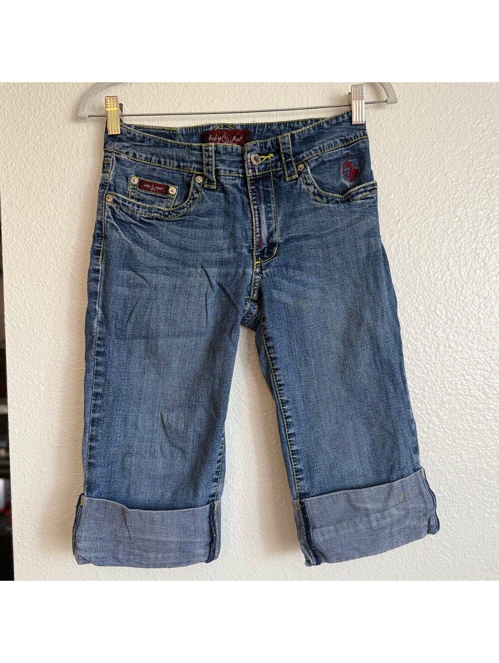 Vintage Y2K Baby Phat Low Rise Capri Jeans Size 7 Cuffed Denim